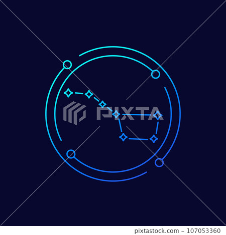 big dipper constellation icon, linear design big dipper constellation icon, linear design 107053360