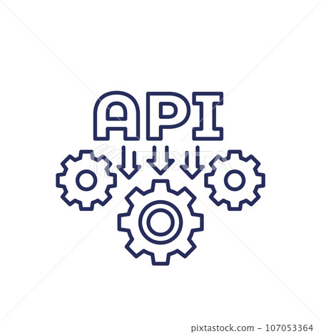 API icon for apps and web, line vector API icon for apps and web, line vector 107053364