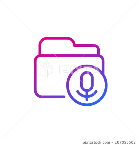 folder with audio records line icon 107053502