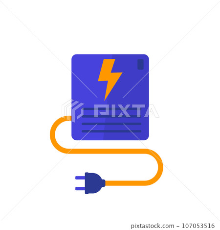 UPS icon, uninterruptible power supply, flat art 107053516