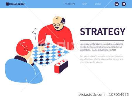 Chess game strategy - colorful flat design style banner Chess game strategy - colorful flat design style banner 107054925