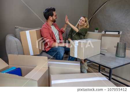 Young man and woman feeling excited and happy Young man and woman feeling excited and happy 107055412