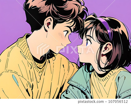 情侶互相凝視的插畫素材 情侶互相凝視的插畫素材 107056512