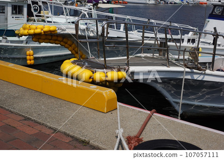 Bollard with mooring rope connected Bollard with mooring rope connected 107057111