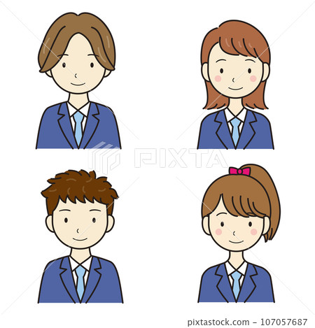 Junior high school student, high school student, male and female, upper body 107057687