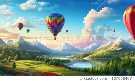 background countryside hot air ai generated 107058407