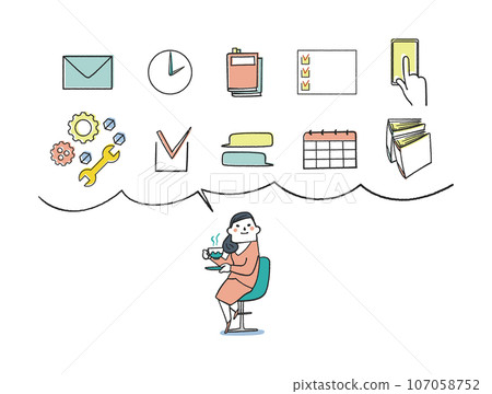 Business person who manages tasks well and has time to spare Illustration material Business person who manages tasks well and has time to spare Illustration material 107058752