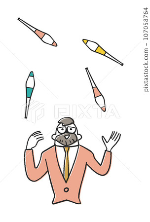 穿著西裝輕鬆雜耍的商務人士插畫素材 107058764
