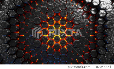Background material in which hexagonal columns are arranged in a honeycomb pattern Background material in which hexagonal columns are arranged in a honeycomb pattern 107058861