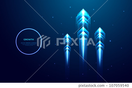 Three blue glow speed arrows rise up. Concept of business target reach 107059540