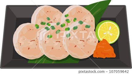 Red bean liver on a black square plate 107059642