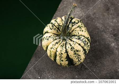 Decorative pumpkin on green background. Decorative pumpkin on green background. 107061001