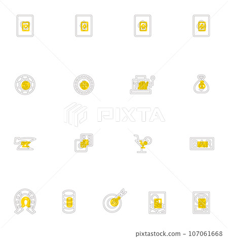 Outline entertainment gambling illustration icon set Outline entertainment gambling illustration icon set 107061668