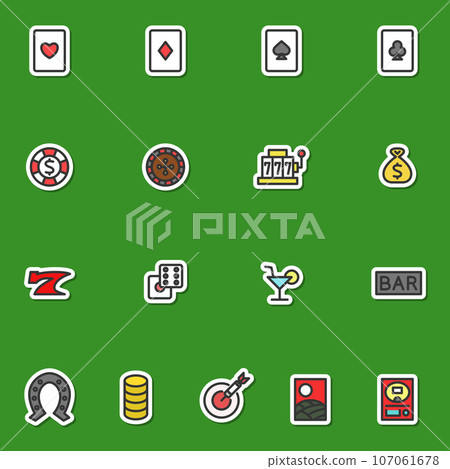 Sticker style entertainment gambling illustration icon set 107061678