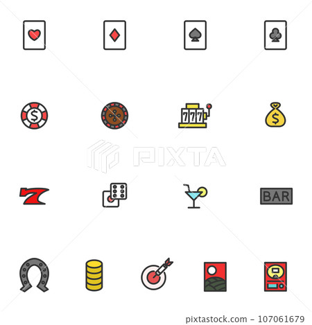 Color entertainment gambling illustration icon set Color entertainment gambling illustration icon set 107061679