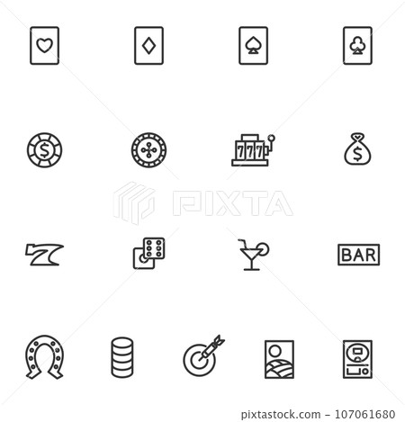 Line drawing entertainment gambling illustration icon set 107061680