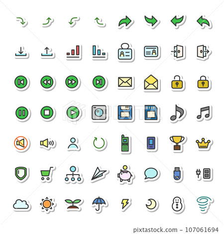 貼紙風格商業插畫圖示集（無背景） 107061694