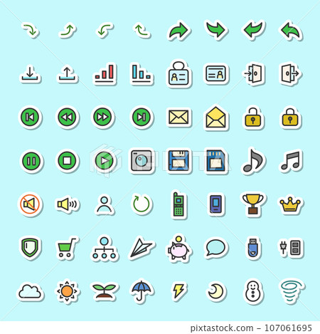 Sticker style business illustration icon set Sticker style business illustration icon set 107061695