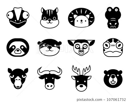 Simple animal face icon set 107061732