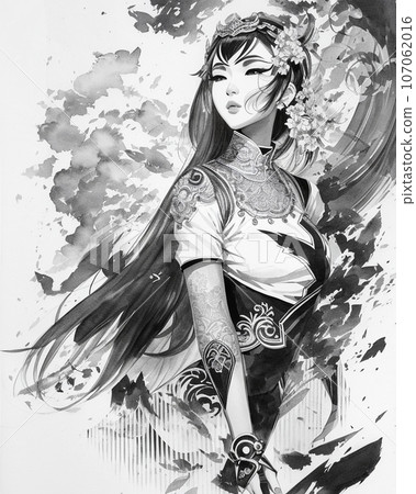 水墨畫中的中國美女(AI圖像生成) 水墨畫中的中國美女(AI圖像生成) 107062016