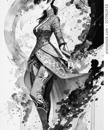 Beautiful Chinese woman in ink painting (AI image generation) Beautiful Chinese woman in ink painting (AI image generation) 107062018