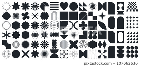 Big vector set of brutalist geometric shapes. Modern abstract graphic design elements. Vector illustration Big vector set of brutalist geometric shapes. Modern abstract graphic design elements. Vector illustration 107062630