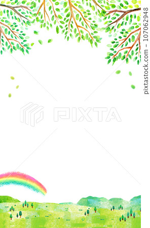 Watercolor illustration peaceful natural landscape 107062948