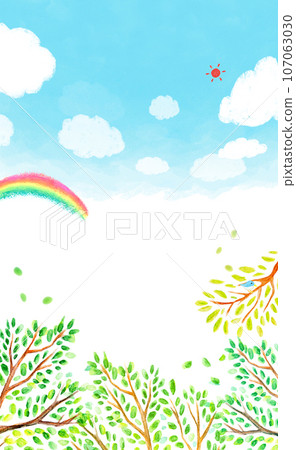 Refreshing sky and trees watercolor illustration back image Refreshing sky and trees watercolor illustration back image 107063030