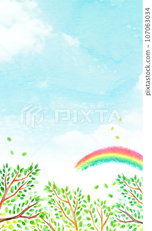 Refreshing sky and trees watercolor illustration back image Refreshing sky and trees watercolor illustration back image 107063034