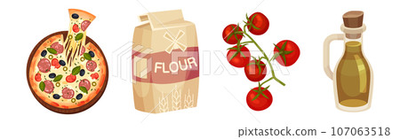 Pizza Product and Ingredients for Culinary Vector Set Pizza Product and Ingredients for Culinary Vector Set 107063518