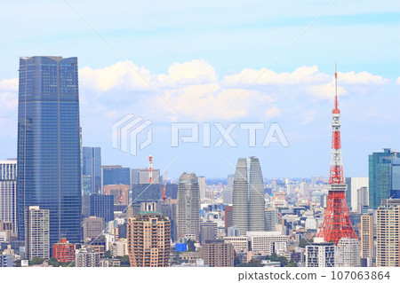 東京，東京城市景觀和東京鐵塔景觀 107063864