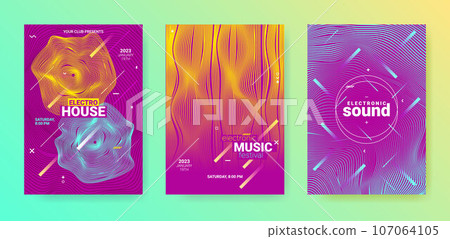 Dance Music Flyer. Electro Party Cover. Vector Dj Background. Dance Music Flyer. Electro Party Cover. Vector Dj Background. 107064105