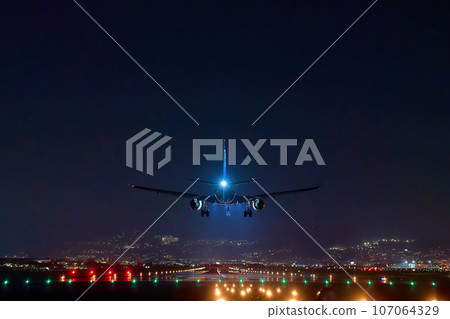 Airplane landing at Osaka International Airport 107064329