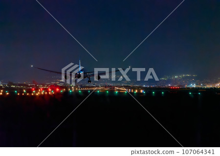 在大阪國際機場的飛機著陸 在大阪國際機場的飛機著陸 107064341