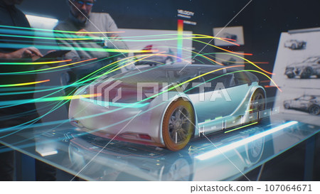 Engineers check aerodynamics of new car using augmented reality 107064671