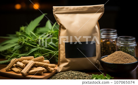 Industrial edible hemp. Ai-generated  107065074