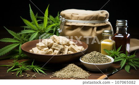 Industrial edible hemp. Ai-generated  107065082
