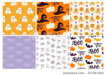 Halloween Cute Vector Seamless Pattern Texture Set Halloween Cute Vector Seamless Pattern Texture Set 107065568