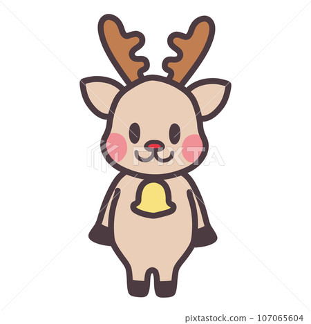 可愛的馴鹿人物插圖以吉祥物風格站立在兩條腿上 107065604