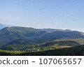 Mountain landscape with forest in the Carpathian mountains of Ukraine. 107065657