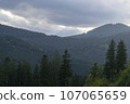 Mountain landscape with forest in the Carpathian mountains of Ukraine. 107065659