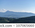 Mountain landscape with forest in the Carpathian mountains of Ukraine. 107065660