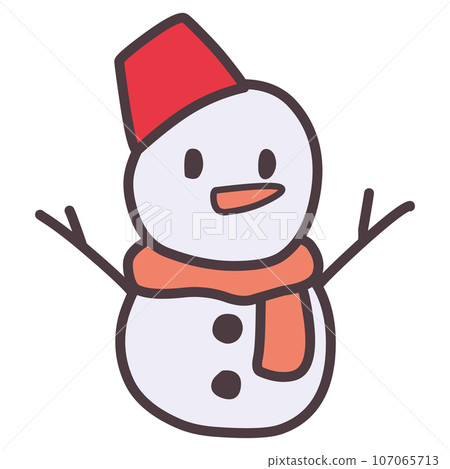 Simple and cute snowman illustration 107065713