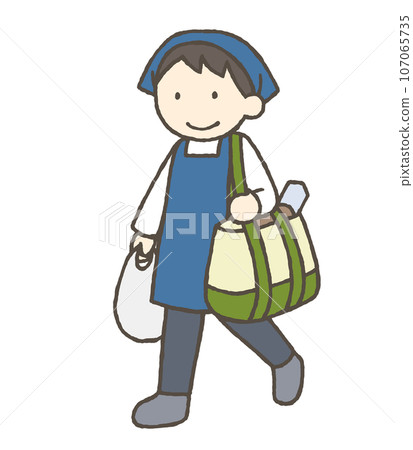 Illustration of a man doing daily shopping 107065735