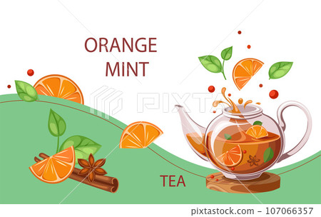 Autumn hot fruit tea with spices 107066357