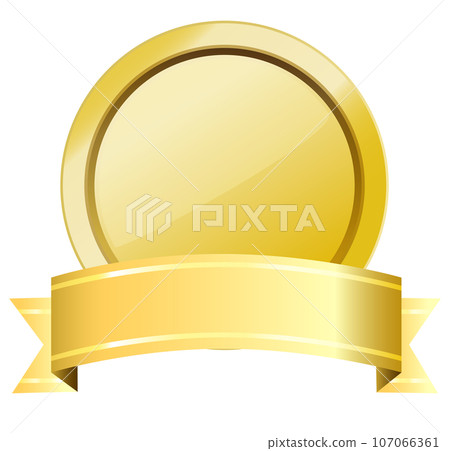 golden medal with gold ribbon golden medal with gold ribbon 107066361