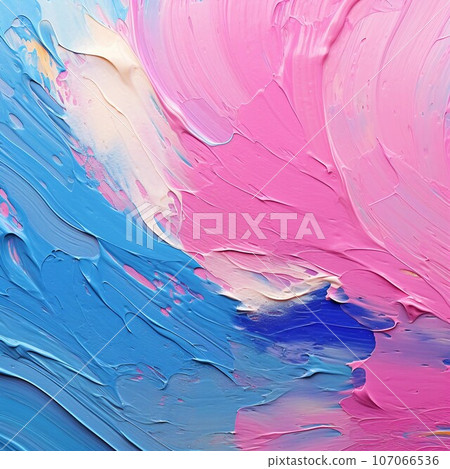 Abstract background oil painting square banner) three-dimensional pink and blue curves. AI generated image 107066536