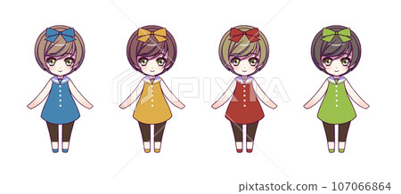動漫風格女孩角色變形全身插畫集 107066864