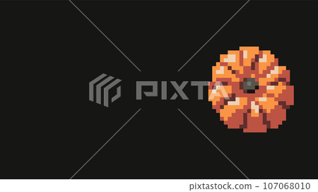 Pixel art Halloween pumpkin background. Retro 8 bit game style halloween banner with copy space. Vector illustration. 107068010