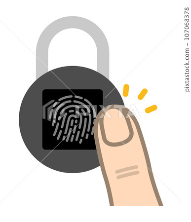 指紋認證鎖和手指 107068378
